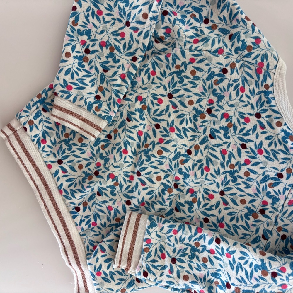 Petit Bateau Cream and Blue Leaf Print Top - Picture 5 of 7